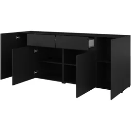INOSIGN Sideboard INOSIGN "Metric,Breite 195 cm, grifflose Kommode 4 Türen/2 Schubkästen", schwarz, B:195cm H:78,3cm T:40cm, FSC-zertifizierter Holzwerkstoff, Melamin, Metall, Sideboards, Sideboard, Schubladenschrank mit viel Stauraum, Einlegeböden verstellbar,