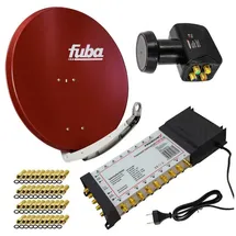 Fuba PremiumX Satelliten-Komplettanlage Fuba DAA 850 R Satellitenschüssel Alu Rot 5/16 Multischalter LNB F-Stecker, 1 SAT 16 Teilnehmer