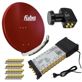 Fuba PremiumX Satelliten-Komplettanlage Fuba DAA 850 R Satellitenschüssel Alu Rot 5/16 Multischalter LNB F-Stecker, 1 SAT 16 Teilnehmer