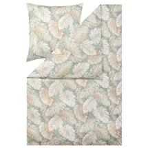 Estella Bettwäsche 135x200 und 80x80, Rabea Tropenblatt, Interlock Jersey, bügelfrei, Ganzjahresbettwäsche aus Baumwolle, pflegeleicht mit Reißverschluss
