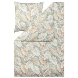 Estella Bettwäsche 135x200 und 80x80, Rabea Tropenblatt, Interlock Jersey, bügelfrei, Ganzjahresbettwäsche aus Baumwolle, pflegeleicht mit Reißverschluss