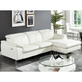 vente-unique Ecksofa aus Büffelleder – elfenbeinfarben – rechter Winkel