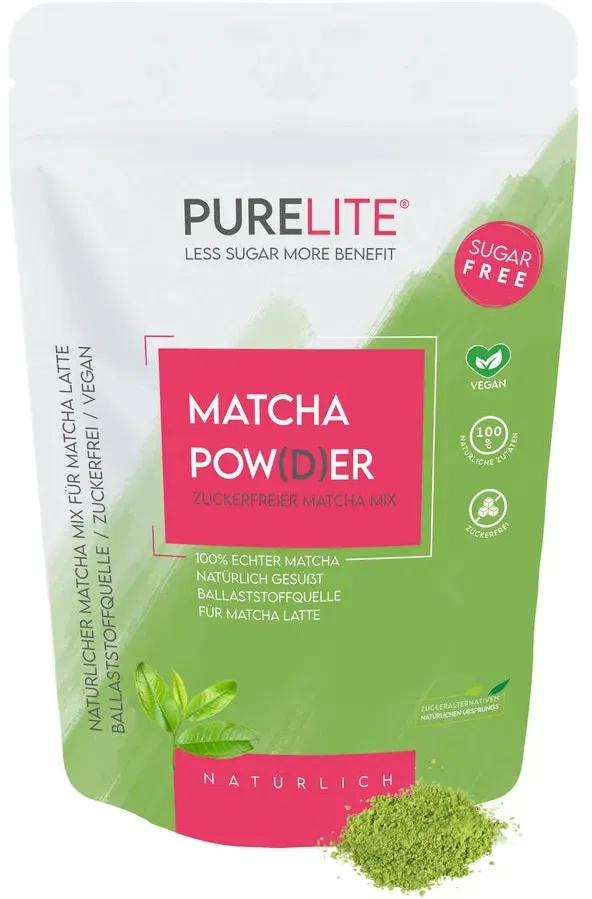 PURELITE Matcha vegan ohne Zucker mit Erythrit & Stevia