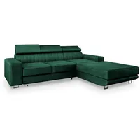 masseno Ecksofa Noto Velours 3-Sitzer Grün