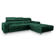 masseno Ecksofa Noto Velours 3-Sitzer Grün