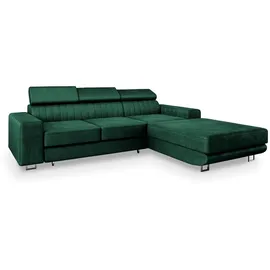 masseno Ecksofa Noto Velours 3-Sitzer Grün