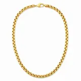 Tony Fein Kette ohne Anhänger Erbskette Venezianer 585 vergoldet Hochglanzpoliert Diamantiert, Made in Italy für Damen und Herren 47 cm