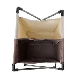 Intirilife Wäschekorb in CREME BRAUN - 45 x 55 x 35.5 cm - Wäschebehälter mit 2 Fächern und Aufschrift aus waschbarem Stoff