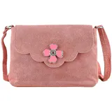 Allgäu Rebell Blümchen Umhängetasche Leder Fuchsia