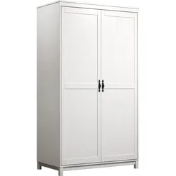 Kleiderschrank HOME AFFAIRE "Sandnes", weiß, B:108cm H:194cm T:60cm, Massivholz, Schränke, Massivholz Schlafzimmerschrank mit besonderen Metallgriffen