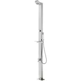 vidaXL Gartendusche mit Bodenplatte 225 cm silber/braun 3070787