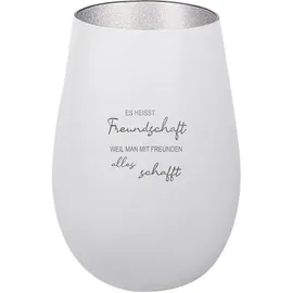 der-porzellan-laden Windlicht mit Gravur Glas Weiß/Silber