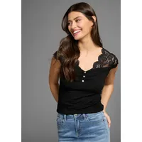 LAURA SCOTT Spitzenshirt LAURA SCOTT, Damen, Gr. 40/42, schwarz,
