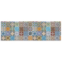 Küchenrückwand ARTLAND "Gemusterte Keramikfliesen", bunt, B:160cm H:50cm, Aluminium, Spritzschutzwände, Alu Spritzschutz mit Klebeband, einfache Montage