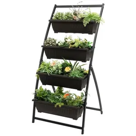 Costway Hochbeet 4-stufig 76 x 70,5 x 160 cm schwarz