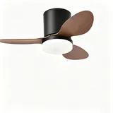 Leiser 63-cm-deckenventilator Mit Fernbedienung, Kleiner Deckenventilator Mit Integrierter Beleuchtung, Designer-deckenventilator Mit Beleuchtung Fürs Schlafzimmer, Reversibler Gleichstrommotor, 6 Ges