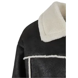 URBAN CLASSICS Shearling Lederjacke Black / White Sand L