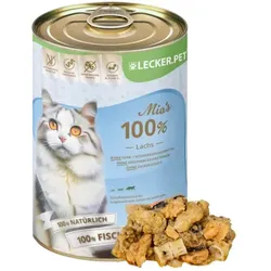 12 x 400 g Lecker.Pet® Mia's 100 % Lachs Katzenfutter Nassfutter