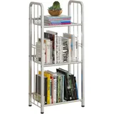 Huhote Leiterregal, Bücherregal mit 3 Ebenen, Freistehendes Regal, Büroregal, Standregal, Stabiler Metallrahmen, Lagerregal für Wohnzimmer, Schlafzimmer, Büro, Arbeitszimmer, Industrieller Stil, Weiß