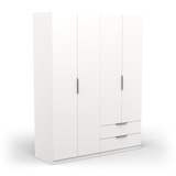 Demeyere GROUP Kinderkleiderschrank, 4 Türen, 2 Schubladen, weiß matt, 157,3 x 203 cm, Holzwerkstoff, grau