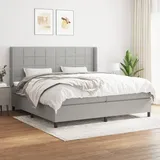 vidaXL Boxspringbett mit Matratze Hellgrau 200x200 cm Stoff - Grau