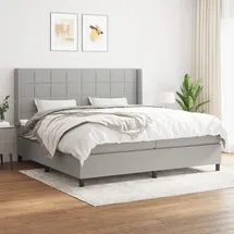 vidaXL Boxspringbett mit Matratze Hellgrau 200x200 cm Stoff - Grau