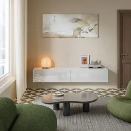 [en.casa] Evaton TV-Lowboard 180 x 32 x 30 cm Weiß Spanplatte