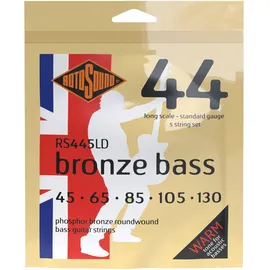 ROTOSOUND Phosphor-Bronze-Saiten für 5-saitige Bässe Standard Runddraht 45 65 80 105 130 (7-er Pack)