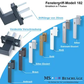 MS Beschläge Fenstergriff abschließbar mit Schlüssel Braun RAL8019