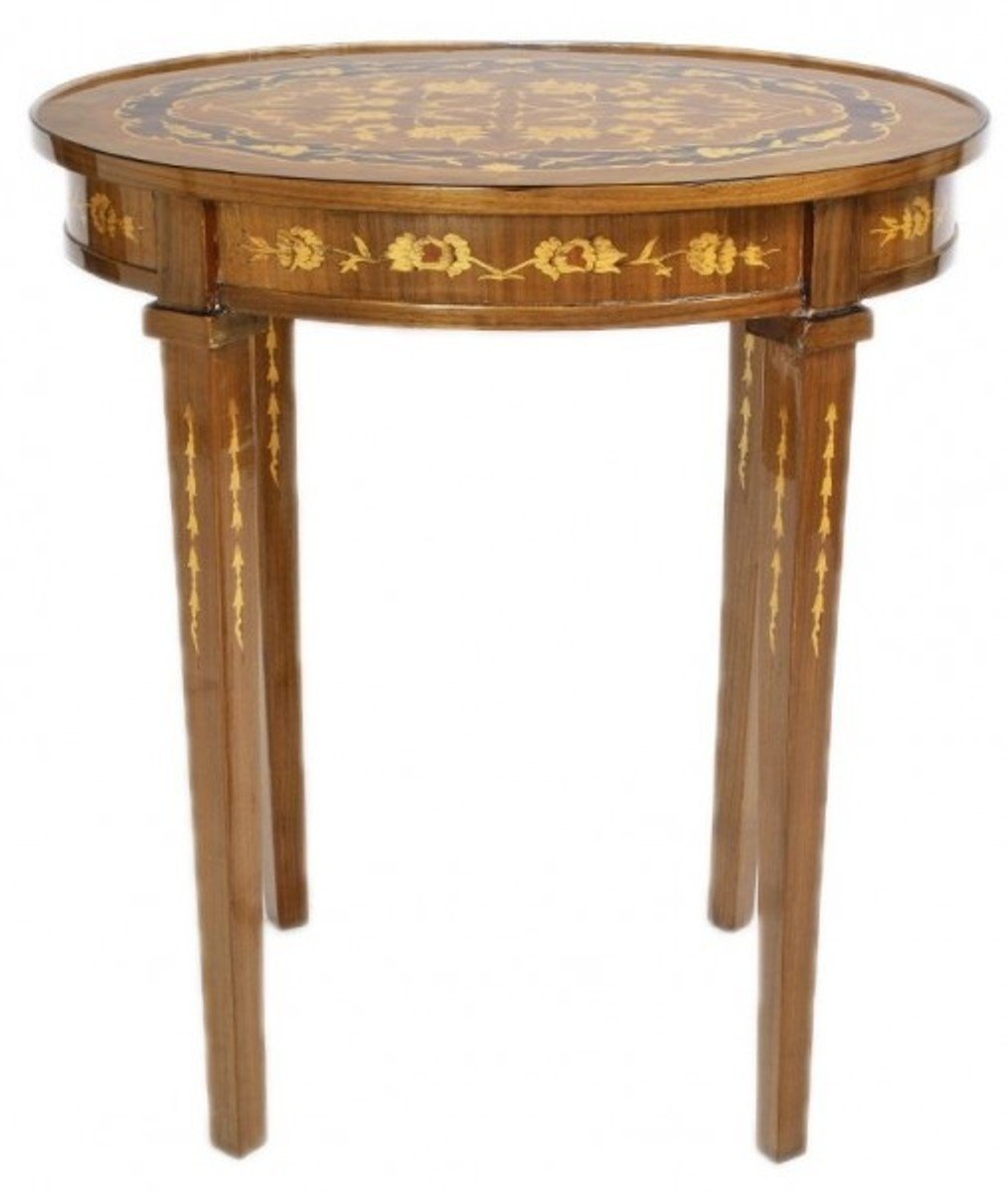 Casa Padrino Barock Beistelltisch Mahagoni Intarsien H80 x 50cm - Ludwig XVI Antik Stil Tisch - Möbel