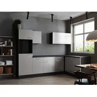 Respekta Winkelküche L-Form 280 cm Grau Weiß