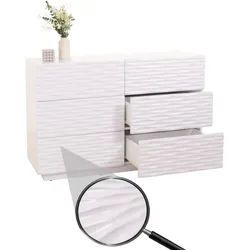 Kommode MCW-M52, Schrank Sideboard, 3D-Design Schubladen Push-to-open, 81x120x42cm Hochglanz weiß