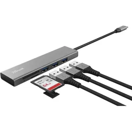 Trust Halyx Schneller USB-C-Hub und Kartenlesegerät, USB 3.2 Gen 1, SD- und Mikro-SD-Kartenlesegerät 104 Mbit/s, (Mikro) SD, SDHC und SDXC bis zu 2 TB, PC, MacBook, Chromebook, Laptop