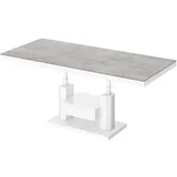 designimpex Couchtisch Design HM-120 Hochglanz stufenlos höhenverstellbar ausziehbar Esstisch grau