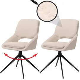 MCW 2er-Set Esszimmerstuhl MCW-N73, Küchenstuhl, drehbar Auto-Return, Stoff/Textil Boucle (540g/m2) Öko-Tex ~ creme