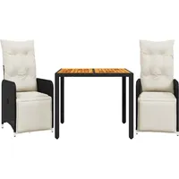 vidaXL Garten-Bistro-Set 3-tlg. Schwarz