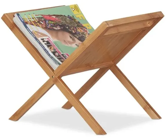 Relaxdays 2 x Zeitungsständer Bambus Hellbraun