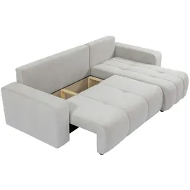 Mirjan24 Ecksofa Furyn, Wohnzimmer Eckcouch mit Bettkasten und Schlaffunktion, L-Form, Seite Universal (Farbe: Velo 621) - Weiß