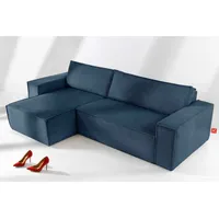 KONSIMO® Ecksofa NAPI Universal-Ecksofa links oder rechts, beidseitig, hergestellt in der EU, mit Schlaffunktion, Bettkasten, Modern blau 262 cm x 89 cm x 148 cm
