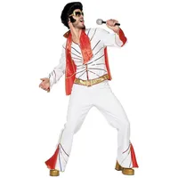 Metamorph Kostüm King of Rock'n'Roll Kostüm, Werde zum Las Vegas-Elvis der 70er Jahre! weiß 54