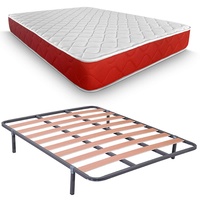 DUÉRMETE ONLINE Komplettes Bett mit viskoelastischer Matratze Lite, wendbar, Dicke 23 cm + Lattenrost mit Füßen, rot, 135x190