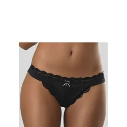 String LASCANA "Premium Dessous", Damen, Gr. 36/38, schwarz, Spitze, Obermaterial: 90% Polyamid, 10% Elasthan, figurbetont, Unterhosen, aus zarter Spitze mit feiner Zierschleife und Accessoire