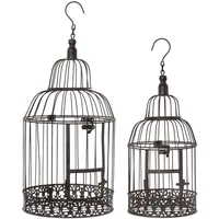 moritz Deko-Vogelkäfig braun rund 2er Set verziert Pflanzkäfig Dekokäfig für Blumen Kerzen Dekoration Hängedeko Windlicht