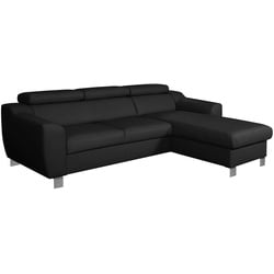 Ecksofa Aspen Leder Schwarz