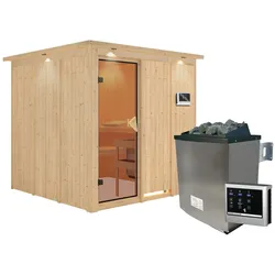 Karibu Sauna Rodin-9kWOfen-Steuergerät-Inkl.Dachkranz inkl. 8-teiligem gratis Zubehörpaket (Gesamtwert 191,92€)