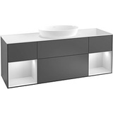 Villeroy & Boch Villeroy und Boch Finion Waschtischunterschrank G981MTMT 160cm, Abdeckplatte white matt, Emotion, Regale White matt lacquer, White matt lacquer