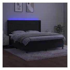 vidaXL Boxspringbett mit Matratze & LED Schwarz 160x200 cm Samt