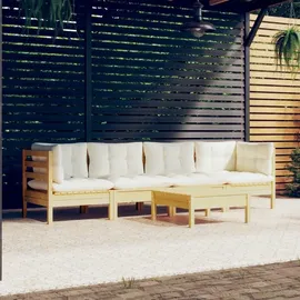 vidaXL Garten-Lounge-Set 5-tlg. creme Kiefer