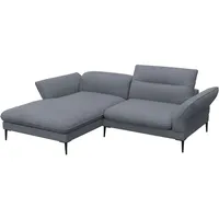 Ecksofa FLEXLUX "Salino, Funktionssofa mit Recamiere, Relaxsofa, Ecksofa" Sofas Gr. B/H/T: 245cm x 88cm x 182cm, Boucle, Recamiere links, blau (navy blue) Sofa mit Arm- und Kopfteil-Verstellungen, Kaltschaum & Stahl-Wellen