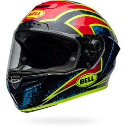 Bell Race Star DLX Flex Xenon, Integralhelm - Schwarz/Rot/Neon-Gelb/Blau - M